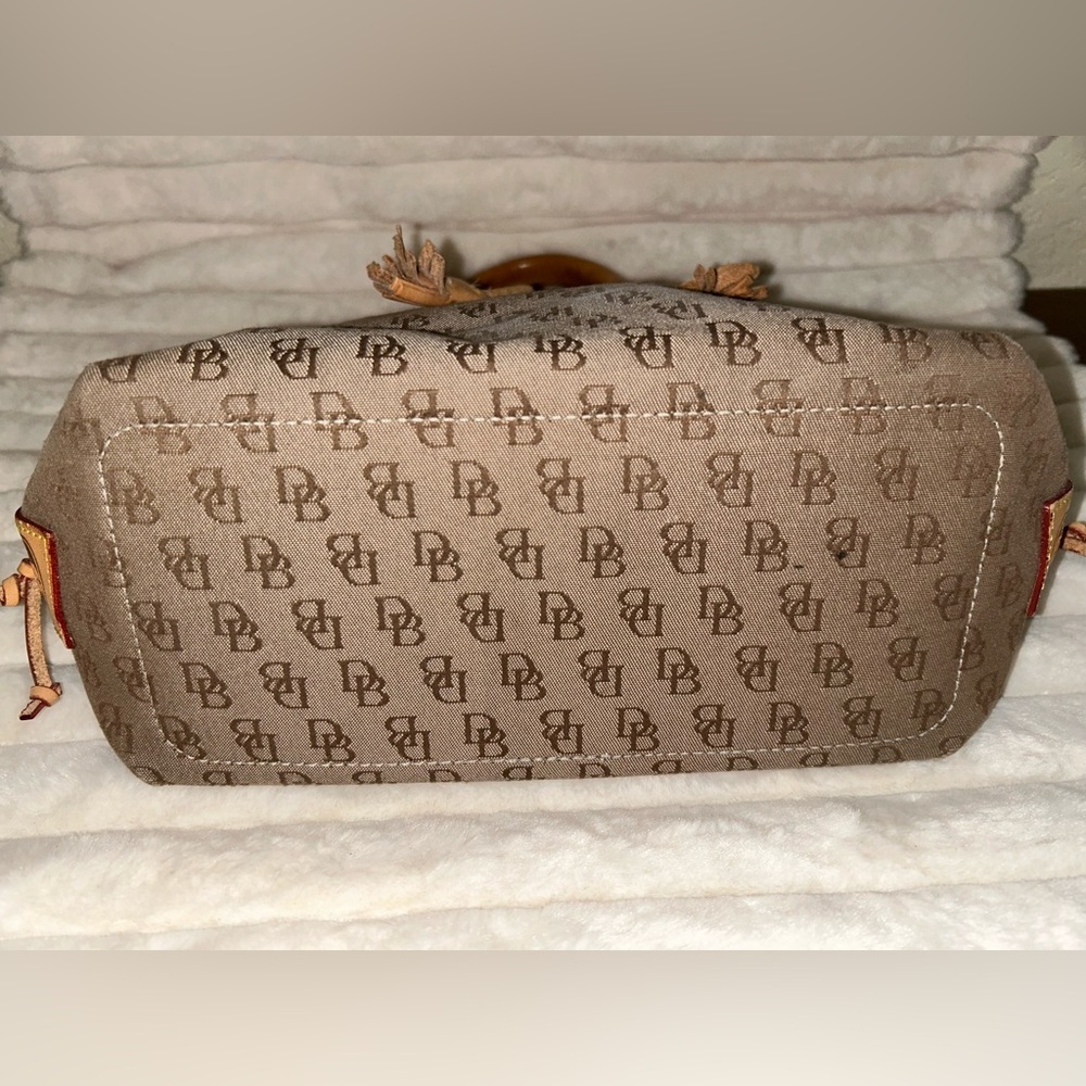 Dooney & Bourke Brown Monogram Tote with Tassel - Picture 10 of 13